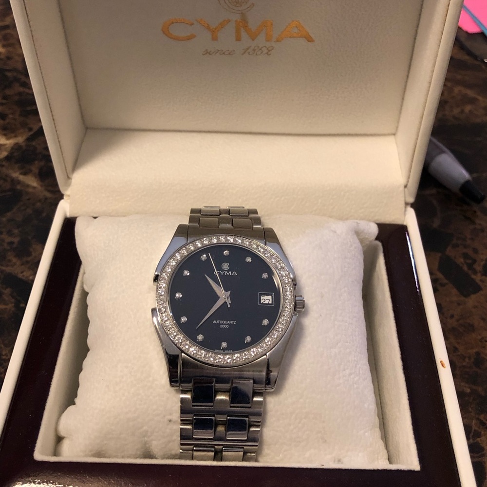 Cyma Men’s Diamond Bezel Watch